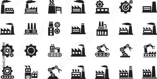 Industrial icons and symbols for manufacturing industry