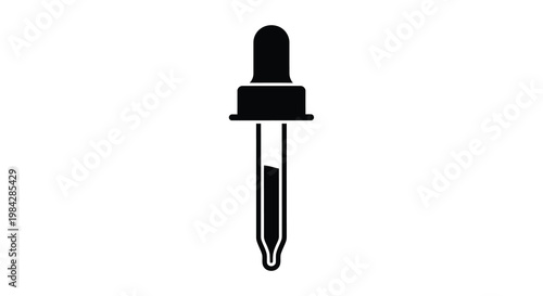 A simple black silhouette of a laboratory pipette commonly used in chemistry