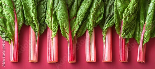 Colorful Swiss Chard Stalks and Leaves Artfully Composed in a Stunning Culinary Arrangement, 4K