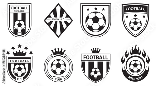 Set of Badge Emblem Football Soccer Sport Team Club Logo on White Background, vector shield logo collection, modern sports identity design
