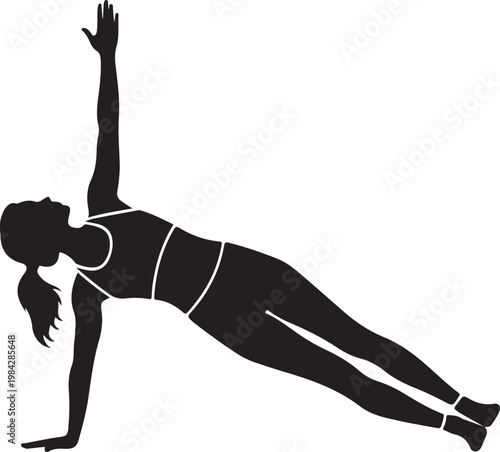 Person performing a plank exercise for core strength and stability silhouette vector icon