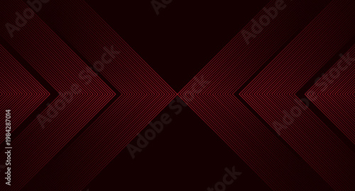 Abstract red neon arrow light glow background. Futuristic cyber laser line motion banner for casino. Dynamic techno perspective beam 3d graphic design. Cool party power and energy boost led tunnel