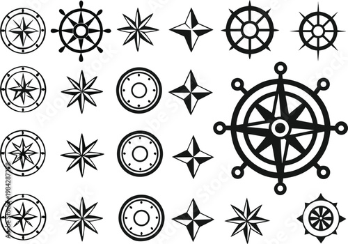 Black and white bicycle with geometric patterns and symbols