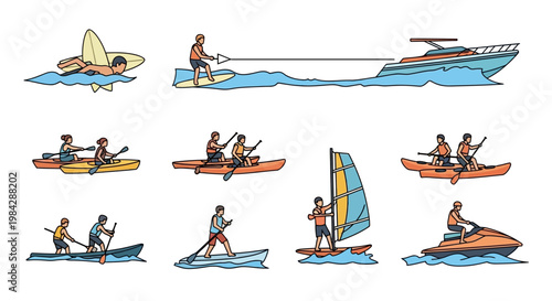 People enjoying water sports on boats.