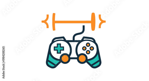 Video game controller with dumbbell.