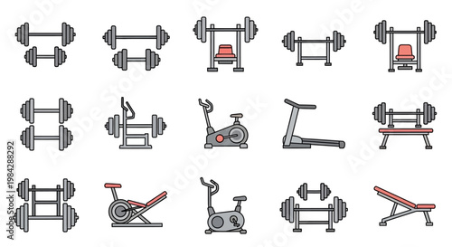 Variety of home gym exercise equipment.