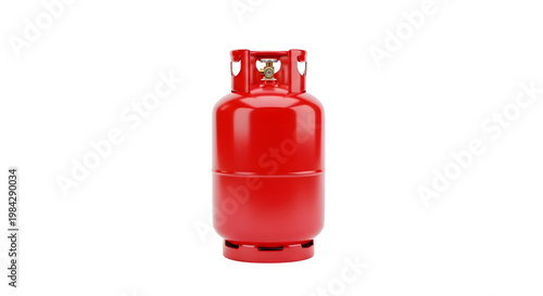 Red propane tank,  gas cylinder, 3d rendered isolated on transparent background