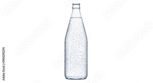 Sparkling water in glass bottle isolated on transparent background