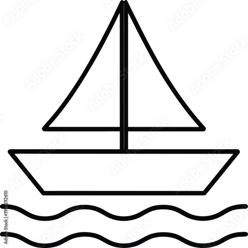 sailboat minimal hull single mast with triangul silhouette vector illustration on transparent background