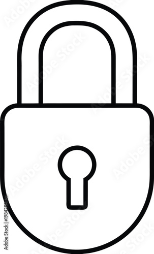 lock closed padlock with shackle keyhole as sim silhouette vector illustration on transparent background
