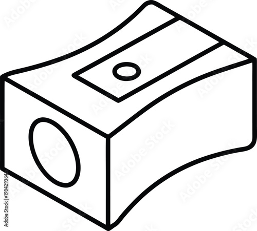 isometric pencil sharpener block shaped oval fro silhouette vector illustration on transparent background