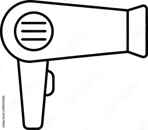 hairdryer horizontal orientation nozzle facing silhouette vector illustration on transparent background