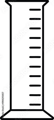 graduated cylinder tall narrow with measurement silhouette vector illustration on transparent background