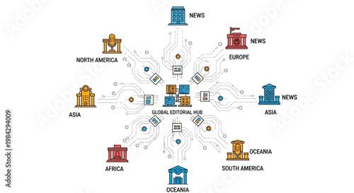 Press freedom day, Global Network, World Map, News Icons, Colorful Infographic Elements, Vector Graphics