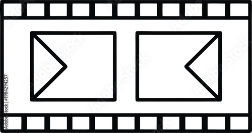 film strip horizontal strip with four sprocket silhouette vector illustration on transparent background