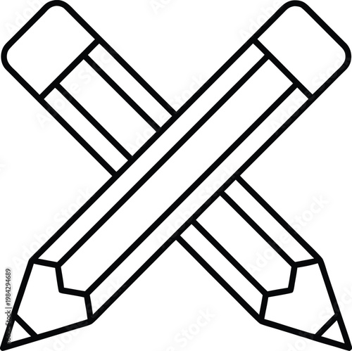 coloring pencil diagonal sharpened tip hexagona silhouette vector illustration on transparent background