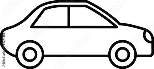 car compact sedan in side view two wheels visib silhouette vector illustration on transparent background