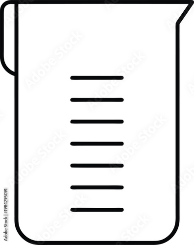 beaker cylindrical with spout volume lines indi silhouette vector illustration on transparent background