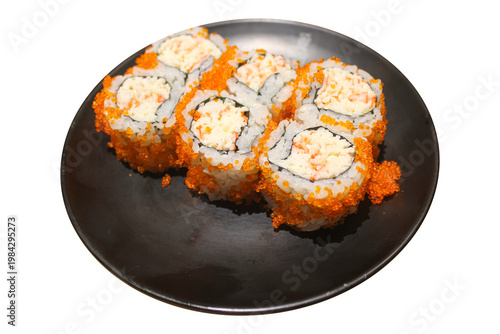 Fresh California Sushi Roll with Orange Tobiko Flying Fish Roe
