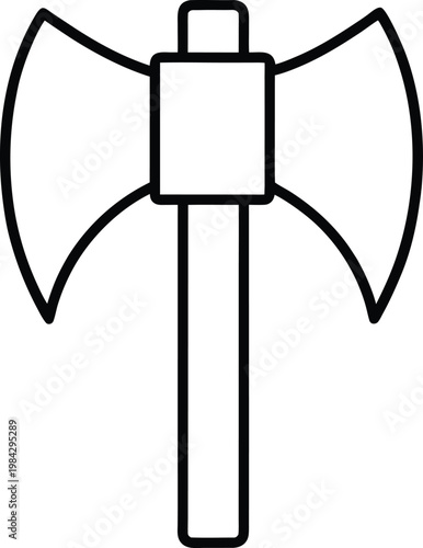 axe diagonal orientation curved blade squared silhouette vector illustration on transparent background