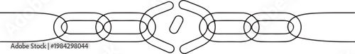 Continuous one line of a broken chain with one link reforged, sleek minimal strength amidst despair symbolism design.one line drawing vector illustration