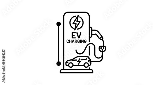Electric Vehicle Charging Station Icon.