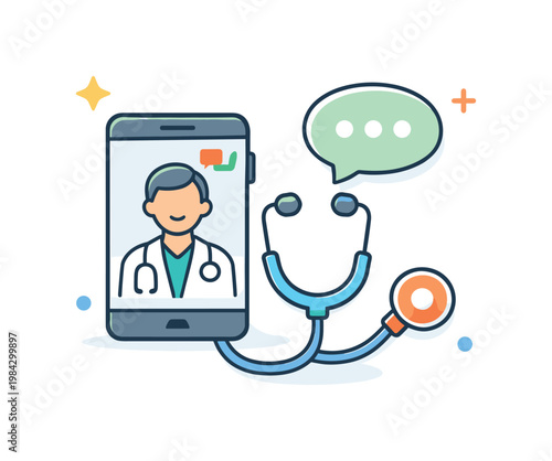 Digital health consultation and virtual doctor appointment supporting efficient and convenient access to medical services without physical visits, a smartphone connected