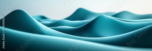 Cyan Textile Peaks of Mountain Texture Seamless Background with Waves and Curves in Blue Tones