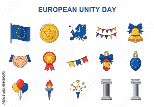European Union Day Icons Flags, Symbols, and Celebrations of Unity