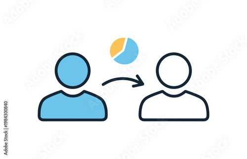 User role switching and context change between permissions in multi-account systems, a simple user icon with a small switch arrow and a secondary user outline