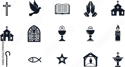 Collection of christian religious icons and symbols