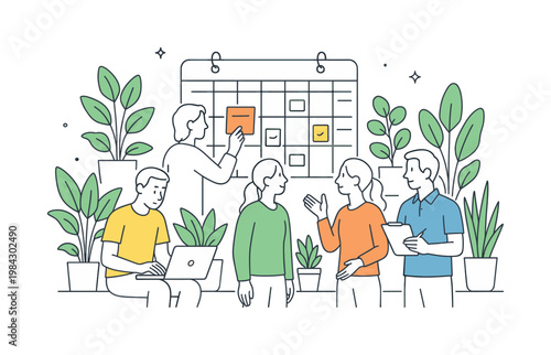 A productivity and focus concept in a modern workspace where individuals organize tasks and reduce stress through structured planning, represented by a clean composition