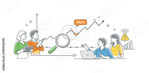 Data driven insight and change detection in a technology or analytics setting where patterns are monitored and shifts are identified early, illustrated by a simple line