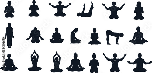 Collection of black yoga silhouettes
