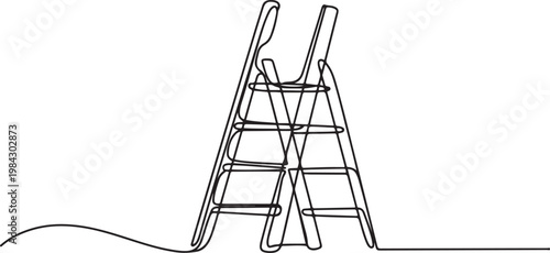 Continuous one line of a secure ladder with stable structure, fall prevention theme.one line drawing vector illustration