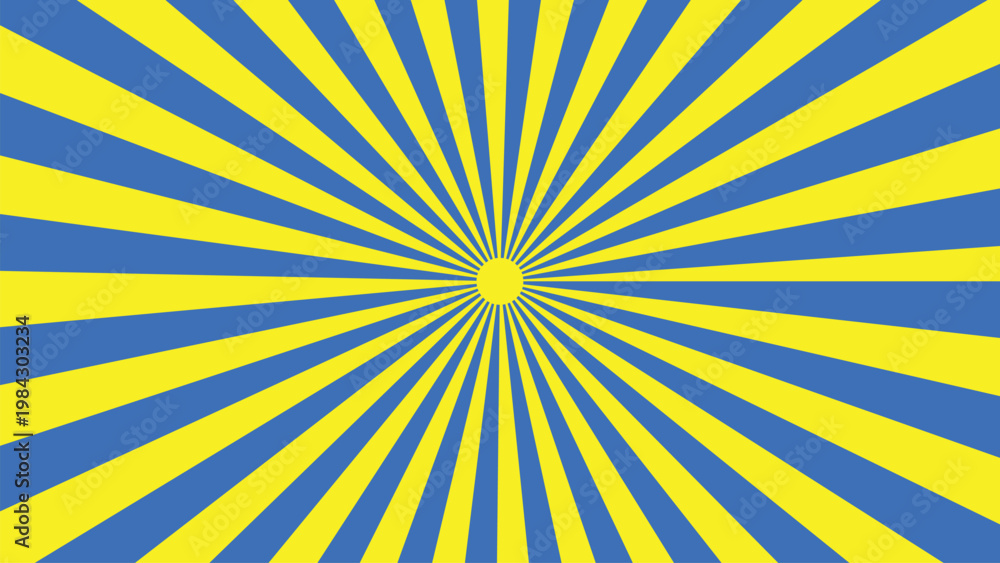 Obraz premium Vibrant circus background dynamic sunburst pattern in blue and yellow for entertainment and event design