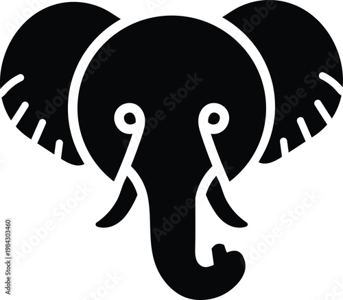Elephant face icon vector silhouette isolated on white background