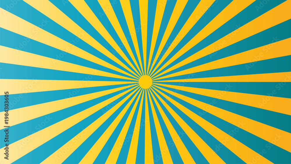 Obraz premium Vibrant circus background dynamic sunburst pattern in blue and yellow for entertainment and festive designs