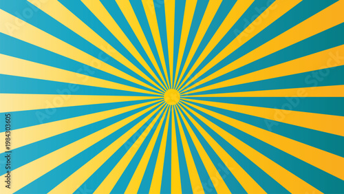 Vibrant circus background dynamic sunburst pattern in blue and yellow for entertainment and festive designs