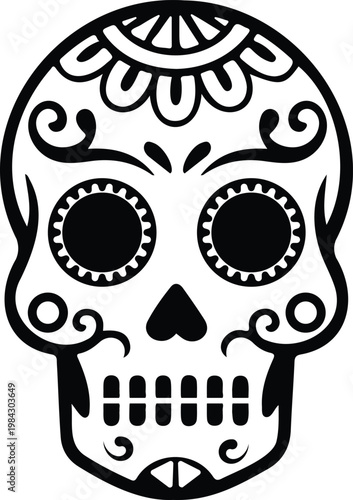 Island pirate skull icon vector silhouette minimal white background design