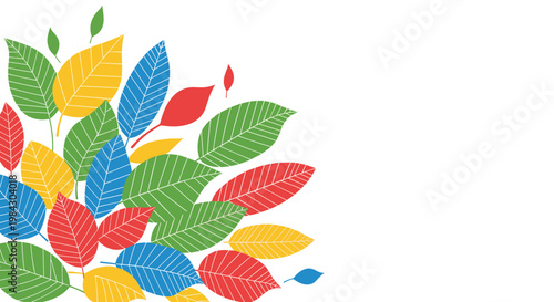 Vibrant collection of colorful autumn leaves providing a beautiful seasonal background for fall themes and nature decor.