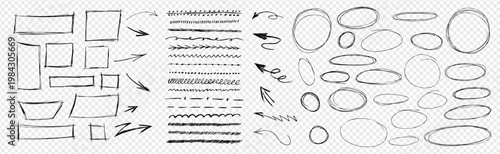 Foto Black pen strokes circle underline shapes
