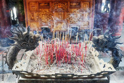 Burning incense sticks, Vietnam
