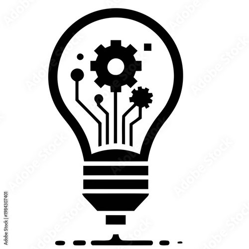Innovation light bulb with gears and circuit lines vector icon