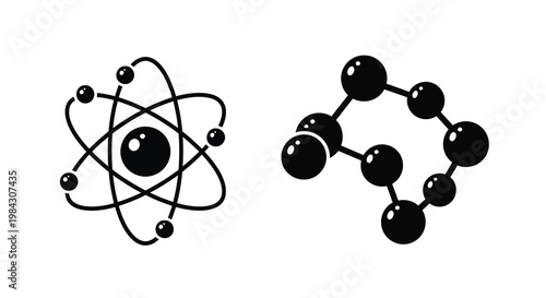 Atomic structure representations in a simple black silhouette