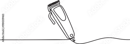 Electric hair clipper one line continuous drawing. Barber shop and hairdresser tools.one line drawing vector illustration