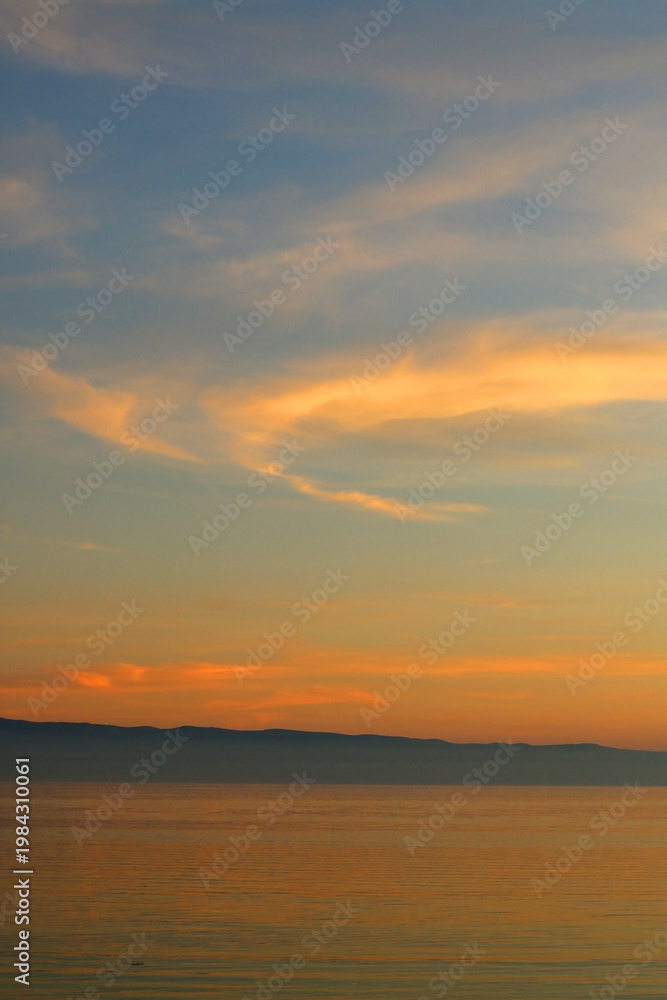 Fototapeta premium Colorful sunset or sunrise sky over the sea.