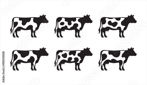 Set of cattle shapes for agriculture and dairy farming design projects