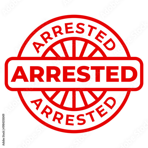 Red Arrested isolated stamp, sticker, label vector illustration