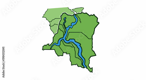 Outline map of a country with a major river winding through it